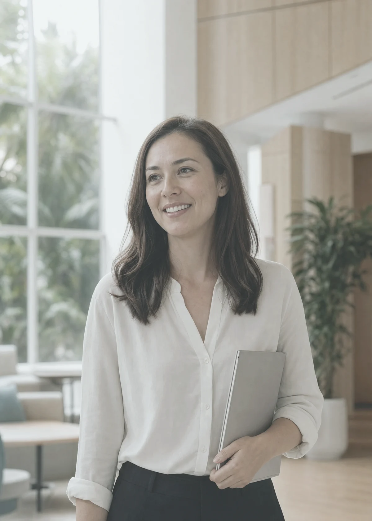 An education professional in a bright international school workspace